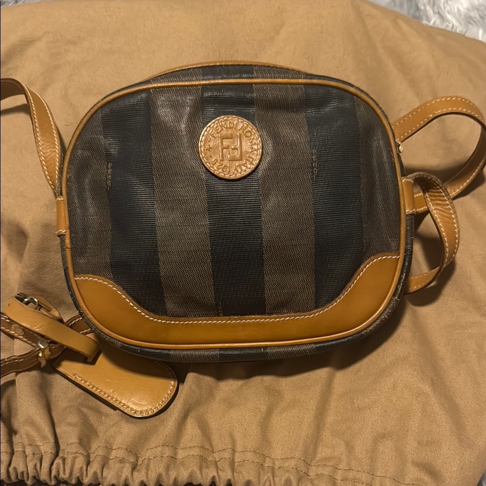 Authentic vintage Fendi Pequin Crossbody Bag
